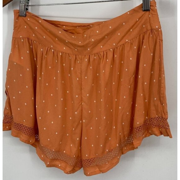 Roxy Short Size Small Rust Boho Dreams Flowy Viscose Festival Crochet Women New - Picture 2 of 8